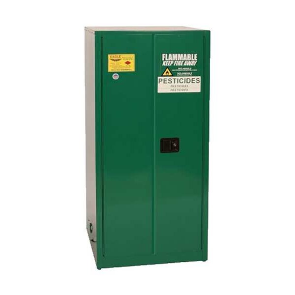 Eagle Pesticides Safety Cabinet, 60 gal, 2 Shelves, Steel, 34 in W x 65 in H x 34 in D, Green - PEST62X
