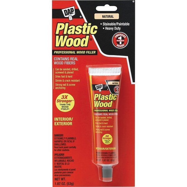 Dap Plastic Wood 21510 Wood Filler, Paste, Strong Solvent, Natural, 1.87 oz - 7079821510