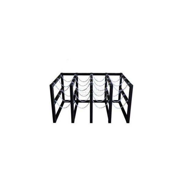 Justrite Stainless Steel Cylinder Tube Rack, 4 Wide x 3 Deep, 58"W x 40"D x 30"H, 12 Cylinder Cap. - 35160