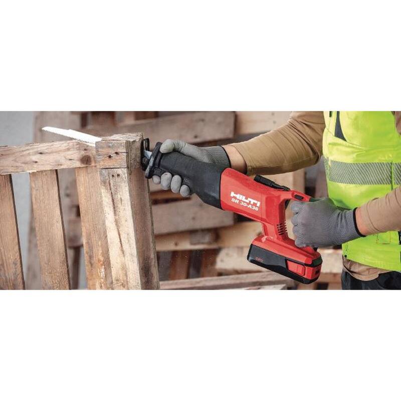 Sierra de sable inalámbrica Hilti de 36 voltios SR 30A de iones de litio con dos baterías de 36/5.2 Ah, cargador y estuche - 3487011