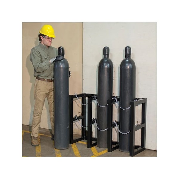 Justrite Cylinder Tube Rack, 3 Wide x 1 Deep, 44"W x 16"D x 30"H, 3 Cylinder Cap. - 35122