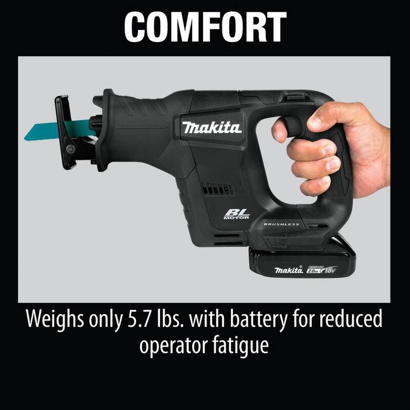 Kit de sierra de sable inalámbrica Makita 18V LXT Sub-Compact de iones de litio sin escobillas (2.0 Ah) con hoja de sierra para corte de madera de 6 pulgadas (paquete de 5) - XRJ07R1B-723058