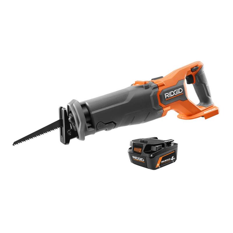 Kit de sierra recíproca inalámbrica RIDGID 18V Brushless con batería de iones de litio de salida máxima de 18V 4.0 Ah - R8647B-AC840040