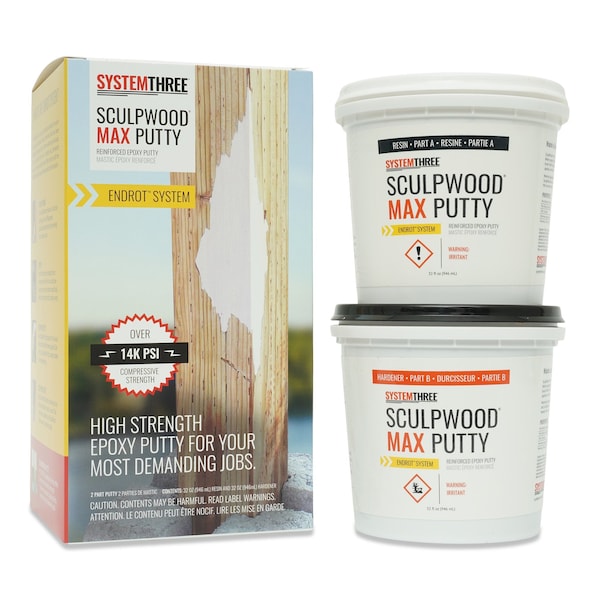 System Three Resins SculpWood Max Putty Epoxy Filler, 1/2 Gallon Kit - 1620K20