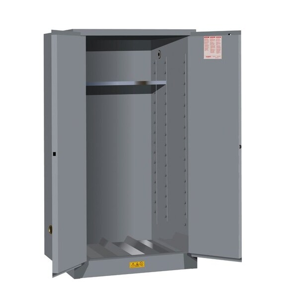 Justrite 55 gal, 1 Shelves, 18-Gauge CR Steel, 34 in W x 65 in H x 34 in D, Gray - 896203