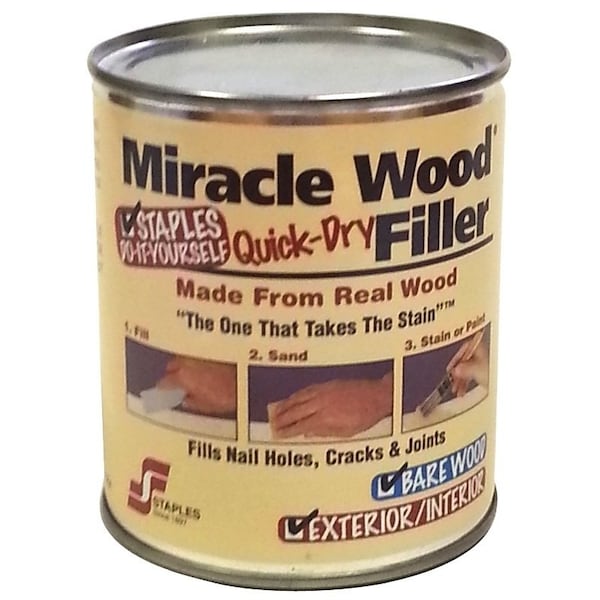 Staples Miracle Wood Wood Filler, Putty, Strong Solvent, Natural, 1 lb - 903