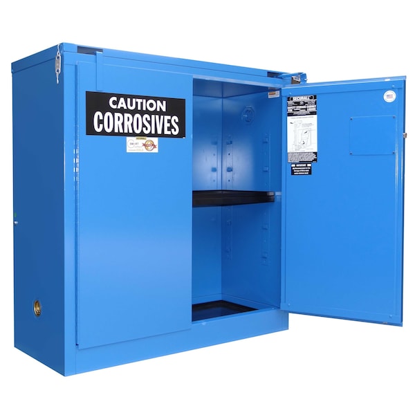 Securall 30 Gallon Acid/Corrosive Storage Cabinet, Self-Close, Self-Latch Safe-T-Door, Blue - C330