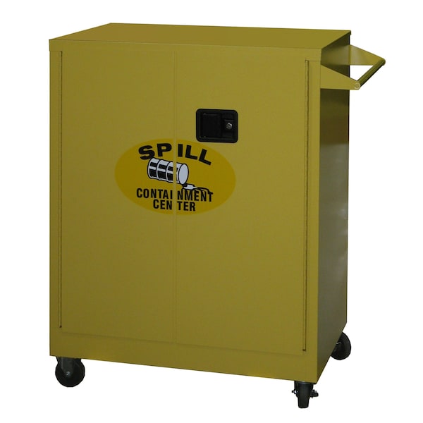 Securall 15 Cu.Ft Full Size Stationary Spill Containment Cabinet, Self-Latch Standard 2-Door, Yellow - SCC242