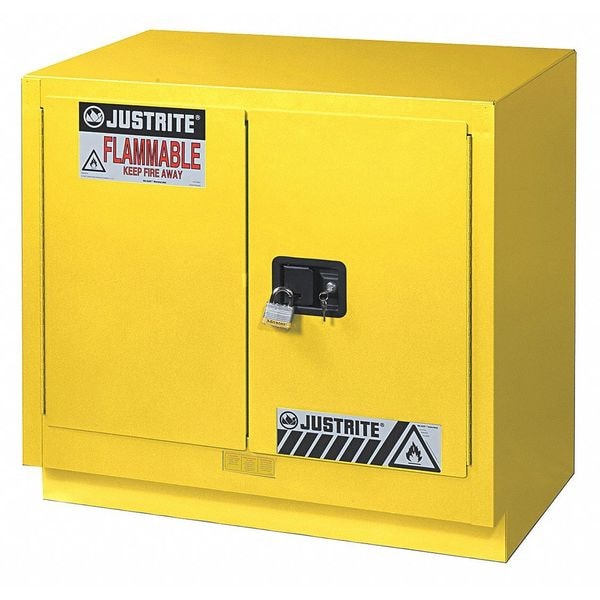 Justrite Flammables Safety Cabinet, 23 gal, 1 Shelves, Steel, 36 in W x 35-3/4" H x 21-5/8 in D, Yellow - 883600