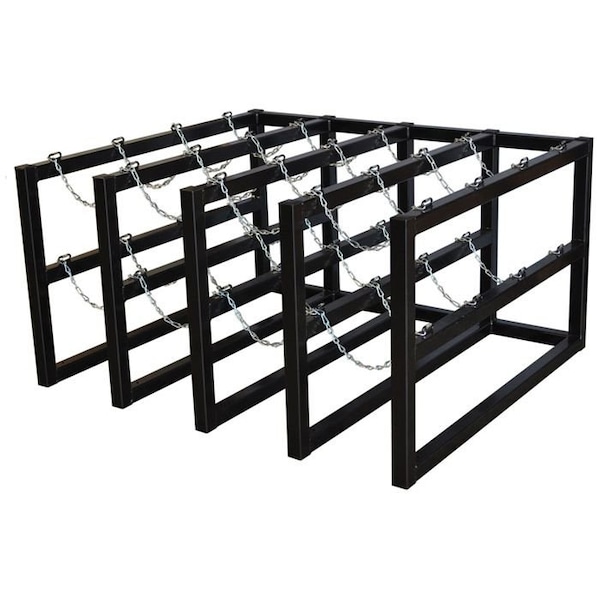 Justrite Cylinder Tube Rack, 4 Wide x 4 Deep, 58"W x 50"D x 30"H, 16 Cylinder Cap. - 35162