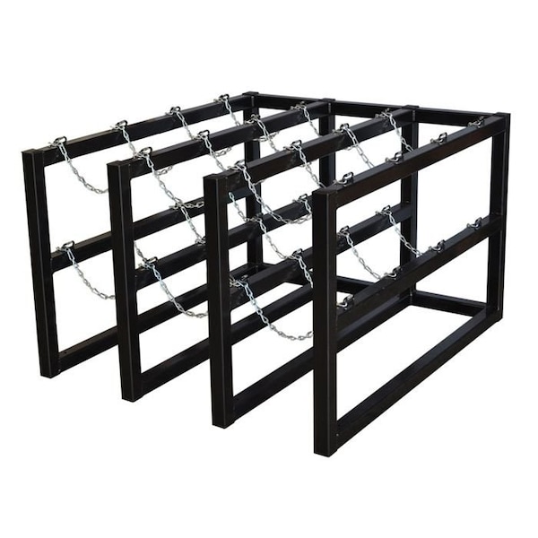 Justrite Cylinder Tube Rack, 3 Wide x 4 Deep, 44"W x 50"D x 30"H, 12 Cylinder Cap. - 35140