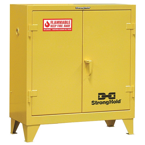 Strong Hold Flammable Safety Cabinet, Heavy, 30 gal., 30 gal, 2 Shelves, 12 ga. Steel, 44 in W x 18 in D - 30.5PSC