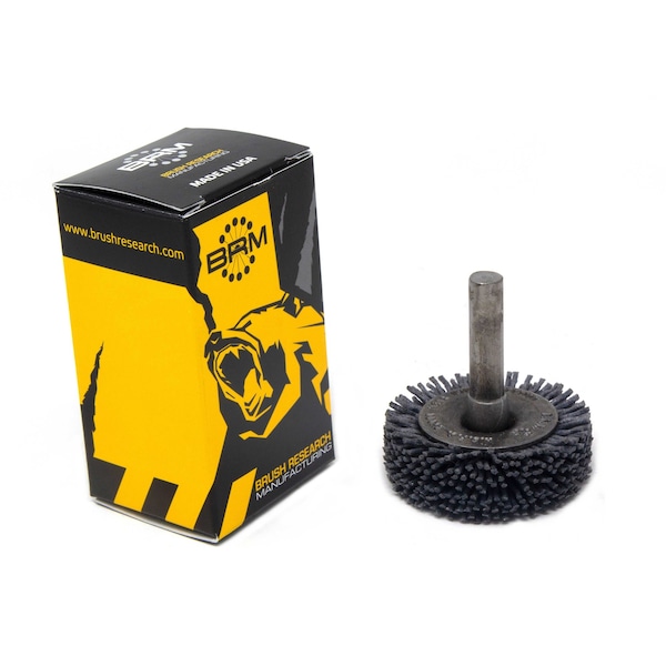 Brush Research Manufacturing BMC16AY180SC 1.75" Mandrel Mounted Wheel, 180 Grit Silicon Carbide, .250" Shank Dia., .375" Trim - BMC16AY180SC