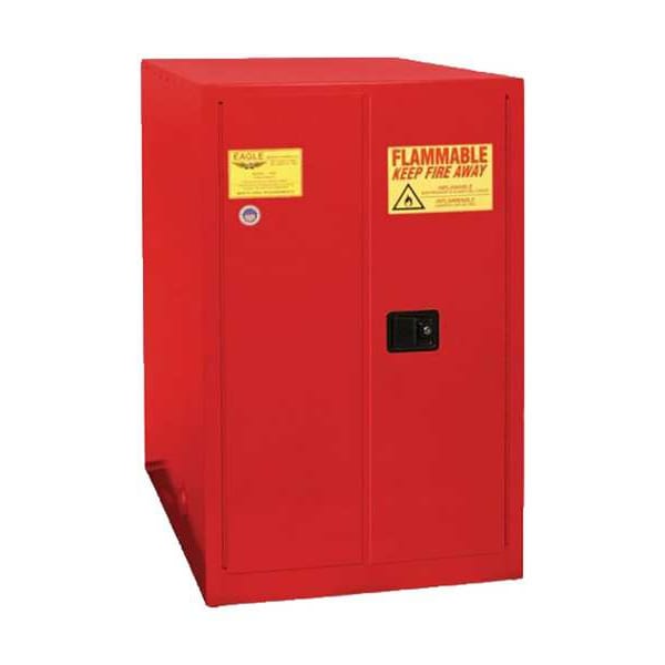 Eagle Flammables Safety Cabinet, 55 gal, 0 Shelves, Steel, 30 in W x 50 in H x 48 in D, Red - 1928XRED