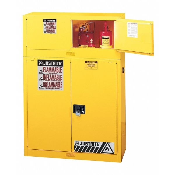 Justrite Flammable Liquid Safety Cabinet, 17 gal, 1 Shelves, Galvanized Steel, 43 in W x 24" H x 18 in D - 891705