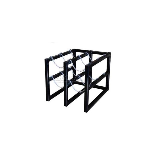 Justrite Stainless Steel Cylinder Tube Rack, 2 Wide x 3 Deep, 30"W x 38"D x 30"H, 6 Cylinder Cap. - 35116