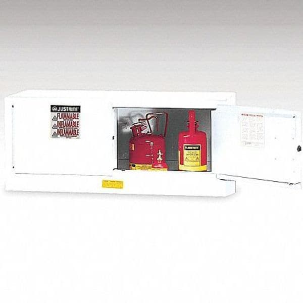 Justrite Flammables Safety Cabinet, 12 gal, 1 Shelves, Steel, 43 in W x 18 in H x 18 in D, White - 891305