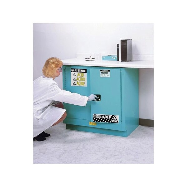 Justrite 22 gal, 1 Shelves, 18-Gauge Steel, 35 in W x 35 in H x 22 in D, Blue - 8923222