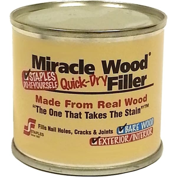 Staples Miracle Wood Wood Filler, Putty, Strong Solvent, Natural, 0.25 lb - 901