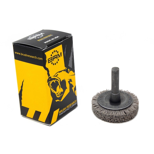Brush Research Manufacturing BMF16AY320AO 1.75" Mandrel Mounted Wheel, 320 Grit Aluminum Oxide, .250" Shank Dia., .375" Trim - BMF16AY320AO