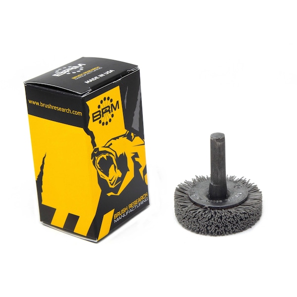 Brush Research Manufacturing BMC14AY500AO 1.5" Mandrel Mounted Wheel, 500 Grit Aluminum Oxide, .250" Shank Dia., .250" Trim - BMC14AY500AO