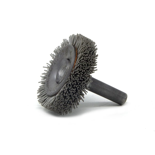 Brush Research Manufacturing BMC14AY500AO 1.5" Mandrel Mounted Wheel, 500 Grit Aluminum Oxide, .250" Shank Dia., .250" Trim - BMC14AY500AO