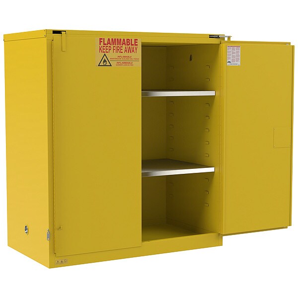 Condor Flammable Safety Storage Cabinet, 120 gal, 2 Shelves, Heavy Duty Steel, 59 in W x 66 1/2 in H x - 795CV6