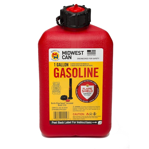 Midwest Can Midwest Can Quick Flow Spout Plastic Gas Can 1 gal - 1210