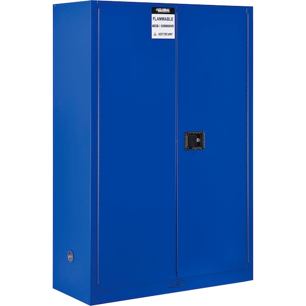Global Industrial Acid Corrosive Cabinet, 45 gal, Steel, 43 in W x 65 in H x 18 in D, Blue - 316067