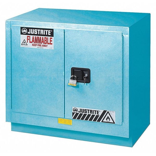 Justrite Corrosive Safety Cabinet, 23 gal, 1 Shelves, Steel, 36 in W x 35-3/4" H x 21-5/8 in D, Blue - 8837022