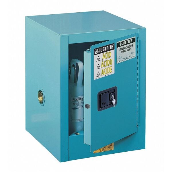 Justrite Corrosive Safety Cabinet, 31 gal, 1 Shelves, Steel, 48 in W x 35-3/4" H x 21-5/8 in D, Blue - 8849022