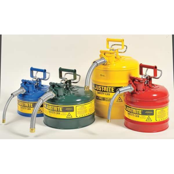 Justrite Safety Can, Steel, 2 gal, Red, 9 1/2 in Dia., Flammables - 7220120