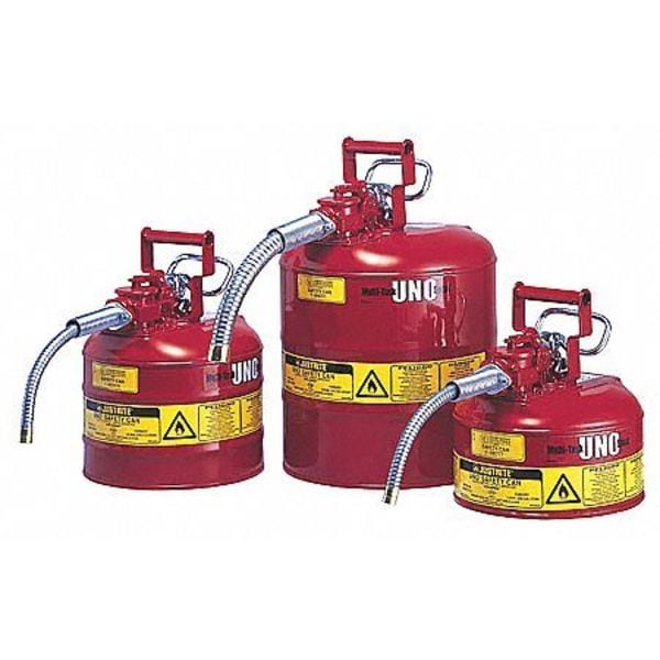 Justrite Safety Can, Steel, 2 gal, Red, 9 1/2 in Dia., Flammables - 7220120