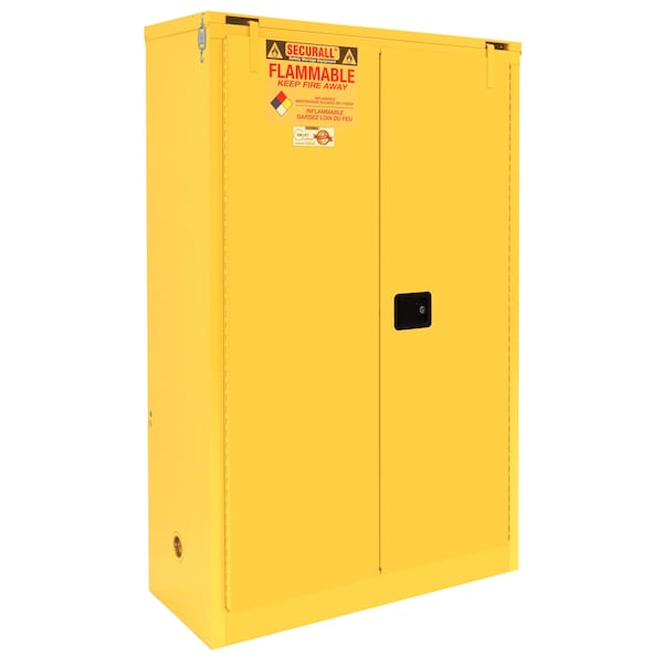 Securall 45 Gallon Flammable Storage Cabinet, Self-Close, Self-Latch Safe-T-Door, Yellow - A345