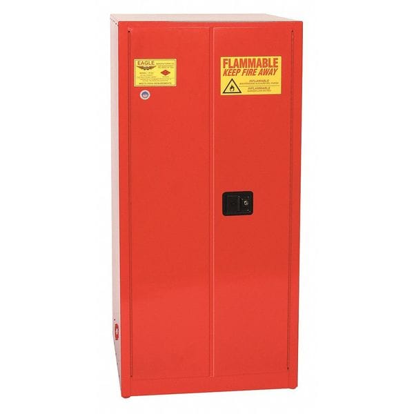 Eagle Mfg Flammables Safety Cabinet, 96 gal, 5 Shelves, Steel, 34 in W x 65 in H x 34 in D, Red - PI6010X