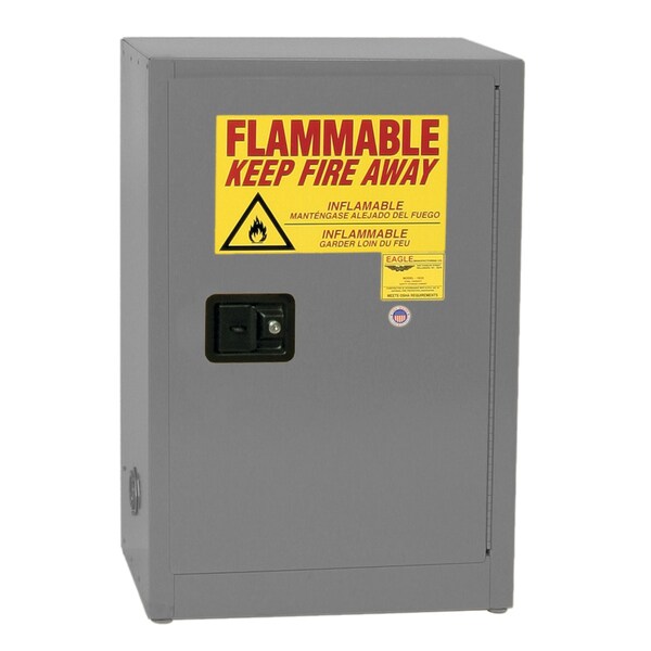 Eagle Mfg Flammables Safety Cabinet, 12 gal, 1 Shelves, Steel, 23 1/4 in W x 35 in H x 18 in D, Gray - 1924XGRAY