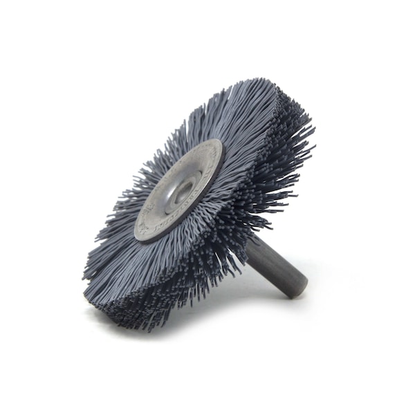Brush Research Manufacturing BMC30AY500SC 3" Mandrel Mounted Wheel, 500 Grit Silicon Carbide, .250" Shank Dia., .812" Trim - BMC30AY500SC
