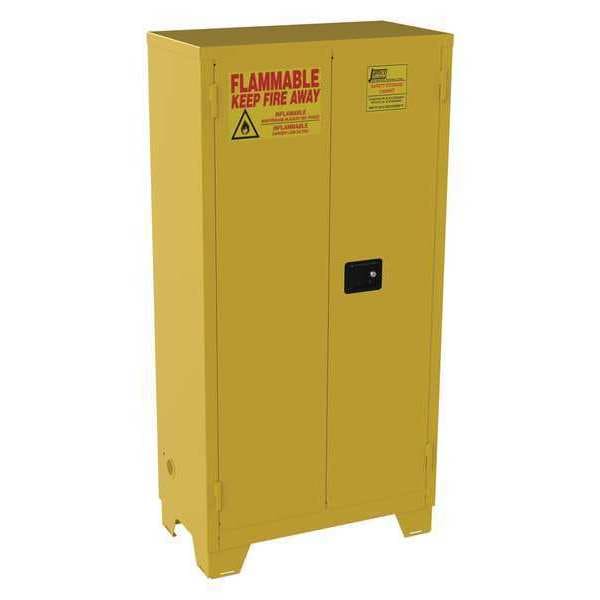 Jamco Flammables Safety Cabinet, 44 gal, 3 Shelves, Steel, 34 in W x 70 in H x 18 in D, Yellow - FM44YP
