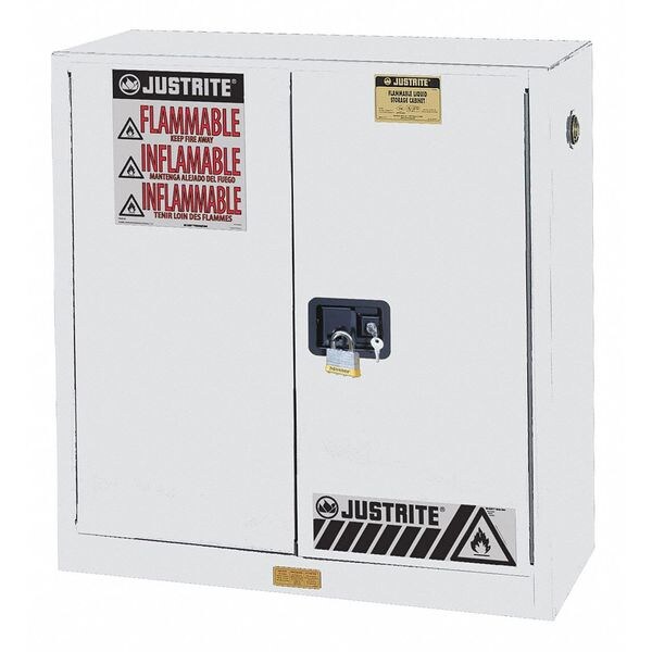 Justrite Flammable Liquid Safety Cabinet, 30 gal, 1 Shelves, Galvanized Steel, 43 in W x 44" H x 18 in D - 893005