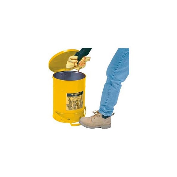 Justrite Justrite 14 Gallon Oily Waste Can, Yellow - 0 - 9501