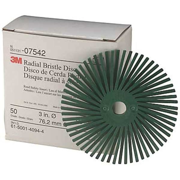 Scotch-Brite Radial Bristle Disc, TA, 3 In Dia, 50G, PK40 - 61500139367