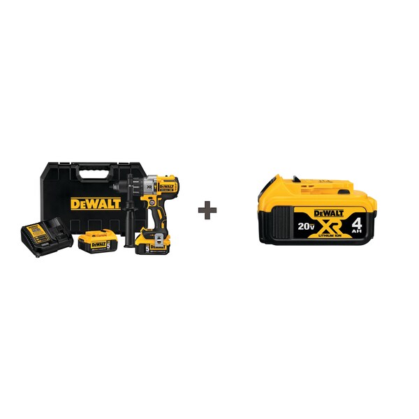Dewalt 20.0 V Hammer Drill, 1/2 in Chuck, Includes (3) Batteries (5.0 Ah) - DCD996P2/DCB204