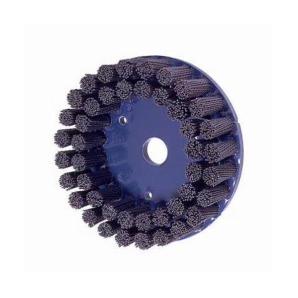 Nylox Disc Brush, Crimped Composite Back Round Straight, 6 in Brush Dia, 7/8 in Center Hole, 0.04 in Filam - 85854