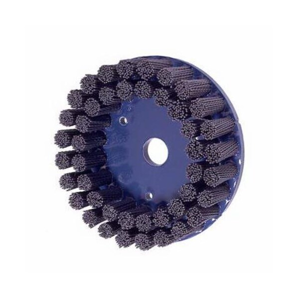 Nylox Disc Brush, Crimped Composite Back Round Straight, 6 in Brush Dia, 7/8 in Center Hole, 0.04 in Filam - 85854