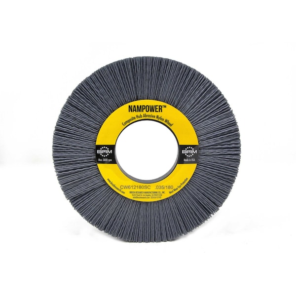 Nampower Brush CW612180SC NAMPOWER Abrasive Wheel Brush, 6" Diameter, 180SC, 2" Arbor Hole, 1.5" Trim Length - CW612180SC