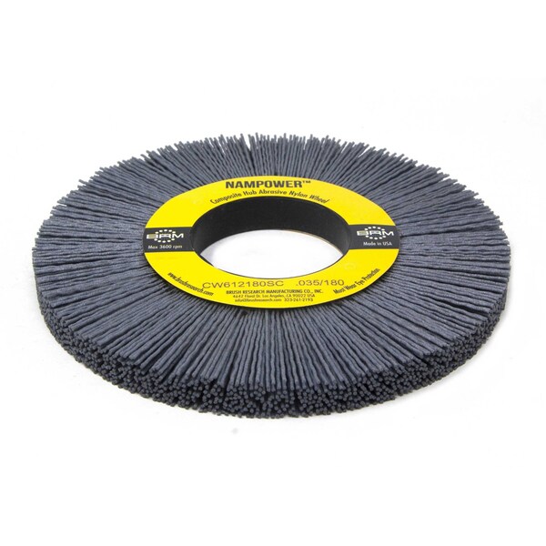 Nampower Brush CW612180SC NAMPOWER Abrasive Wheel Brush, 6" Diameter, 180SC, 2" Arbor Hole, 1.5" Trim Length - CW612180SC