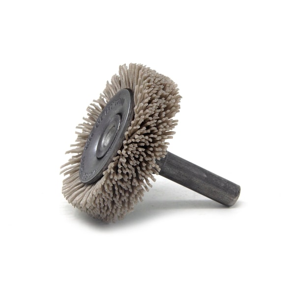 Brush Research Manufacturing BMC13AY320AO 1.375" Mandrel Mounted Wheel, 320 Grit Aluminum Oxide, .250" Shank Dia., .187" Trim - BMC13AY320AO