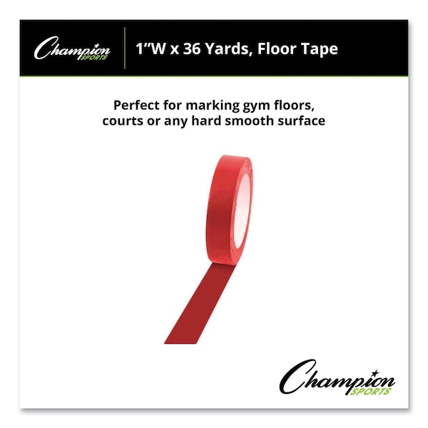 Champion Sports Floor Tape, 1in x 36 yds, Red - 1X36FTRD