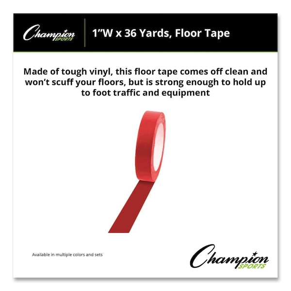 Champion Sports Floor Tape, 1in x 36 yds, Red - 1X36FTRD
