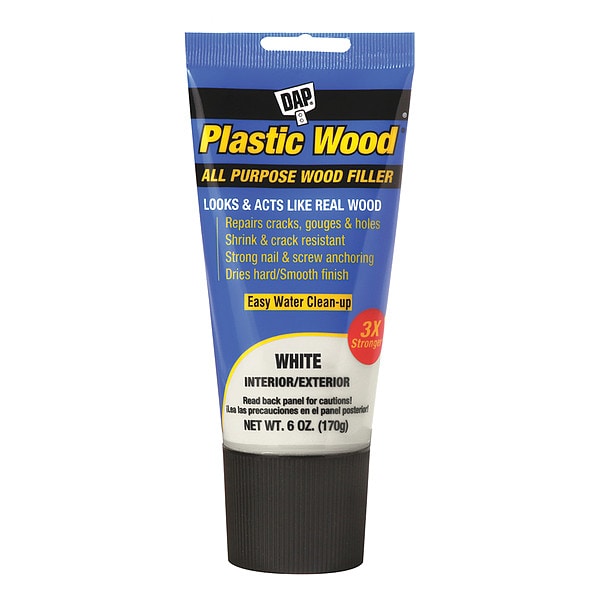 Dap Wood Filler, 6 oz, Tube, White, Plastic Wood - 7079800585